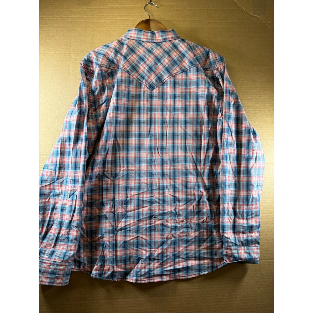 Cody James Western Shirt Mens Large Blue Red Plaid Snap Front Regular Fit Yoke - Picture 7 of 7
